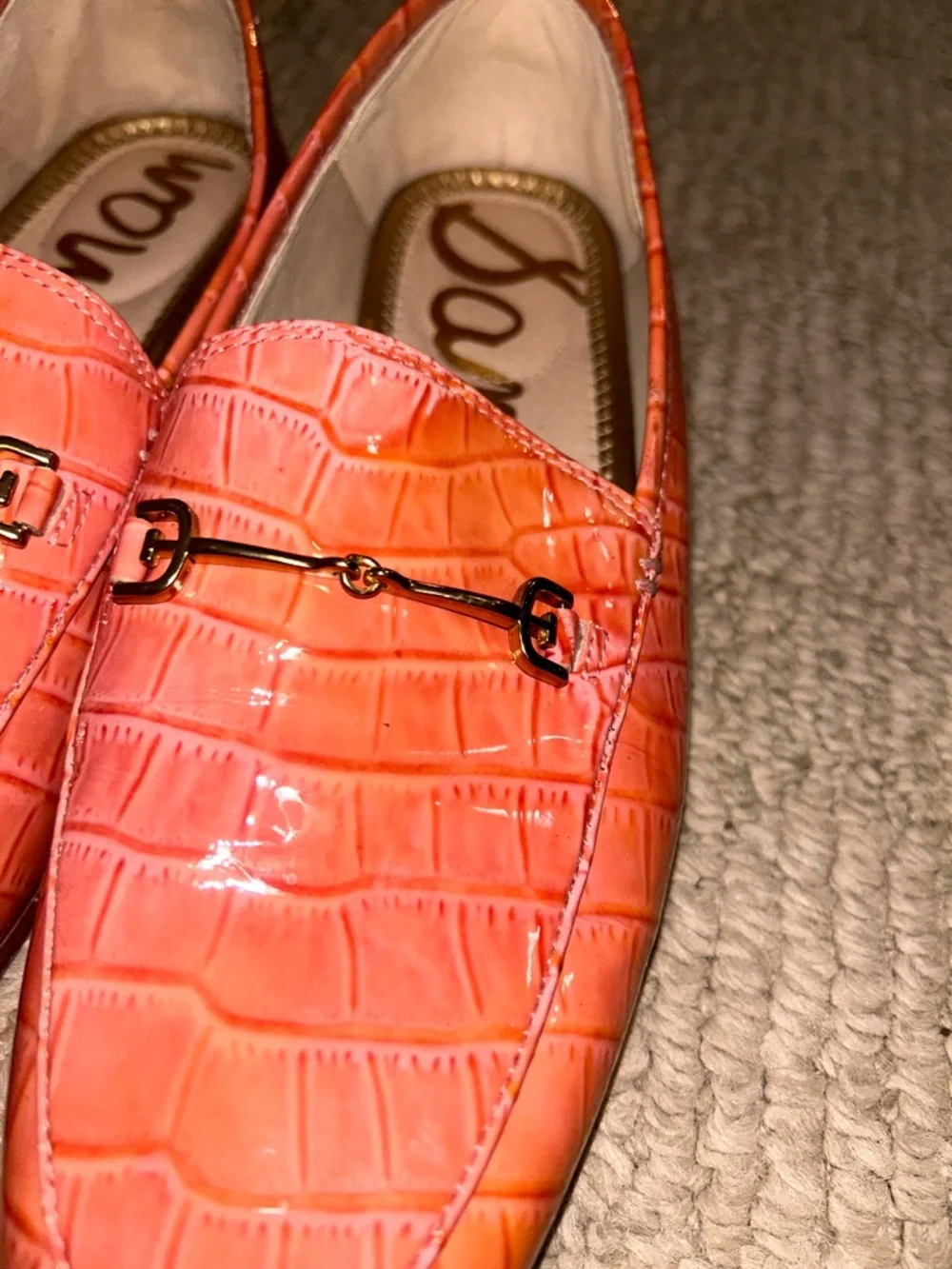 Sam Edelman Pink Croc-Embossed Leather Bit Loafer - Picture 7 of 12